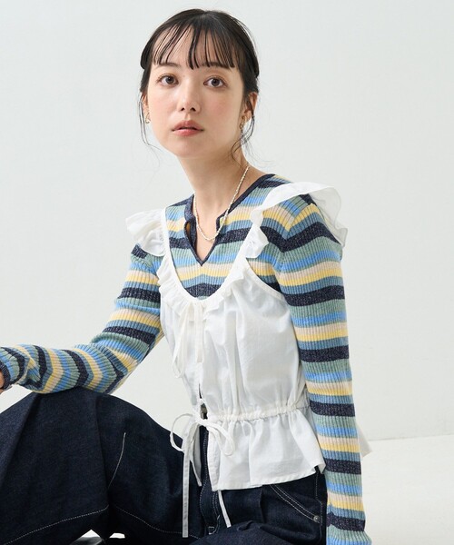 FREAK'S STORE（フリークスストア）の「フリル ビスチェ（キャミソール・レディース・ブラック/オフホワイト・ﾌﾘ-）」の13枚目の写真