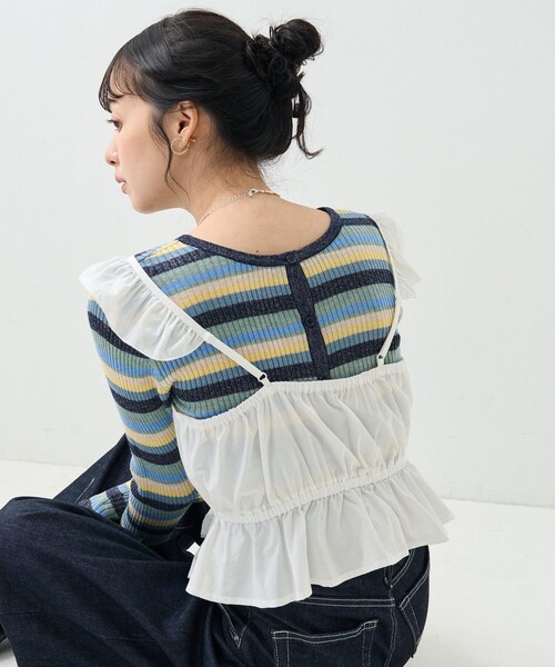 FREAK'S STORE（フリークスストア）の「フリル ビスチェ（キャミソール・レディース・ブラック/オフホワイト・ﾌﾘ-）」の14枚目の写真