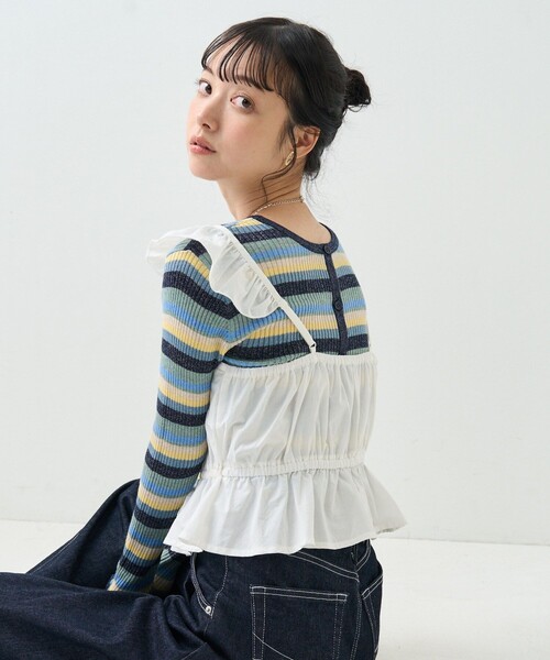 FREAK'S STORE（フリークスストア）の「フリル ビスチェ（キャミソール・レディース・ブラック/オフホワイト・ﾌﾘ-）」の15枚目の写真