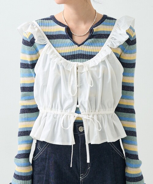 FREAK'S STORE（フリークスストア）の「フリル ビスチェ（キャミソール・レディース・ブラック/オフホワイト・ﾌﾘ-）」の16枚目の写真