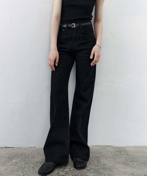 【tageechita】セミワイドブラックデニム