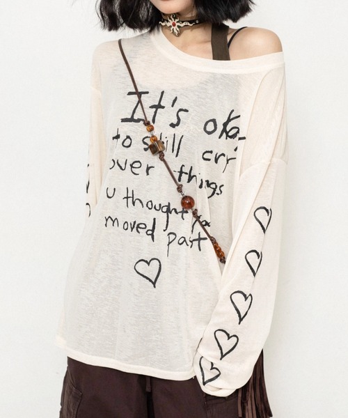 セール】薄手カジュアル風アイスシルク感オーバーサイズプリント