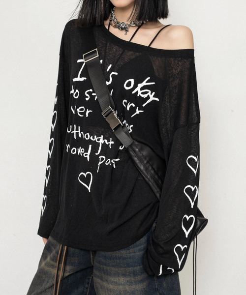 セール】薄手カジュアル風アイスシルク感オーバーサイズプリント