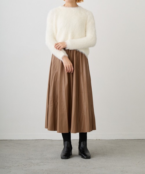 Loco Ocean（ロコオーシャン）の「レザーロングフレアスカート（スカート・レディース・グリーン/モカ・FREE）」の13枚目の写真