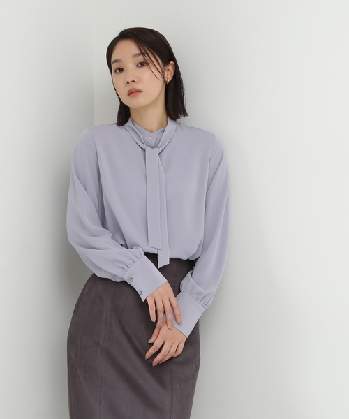 新品23SS NATURAL BEAUTY BASIC ハイネックフリルブラウス ハイネックシアーボリュームブラウス | NATURAL BEAUTY BASIC