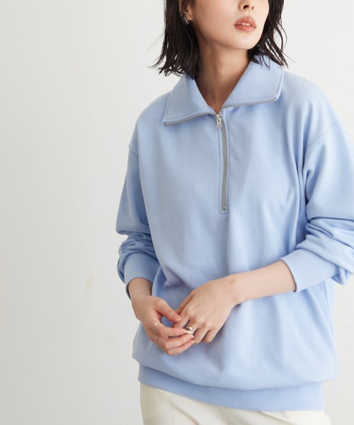 ハーフジップ裏毛スウェット【サスティナブル】（スウェット）｜for/c