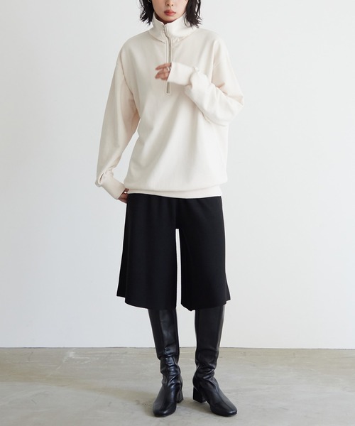 for/c（フォーシー）の「ハーフジップ裏毛スウェット【サスティナブル】（スウェット・レディース・アイボリー/ブラック/ブルー・M/L）」の7枚目の写真