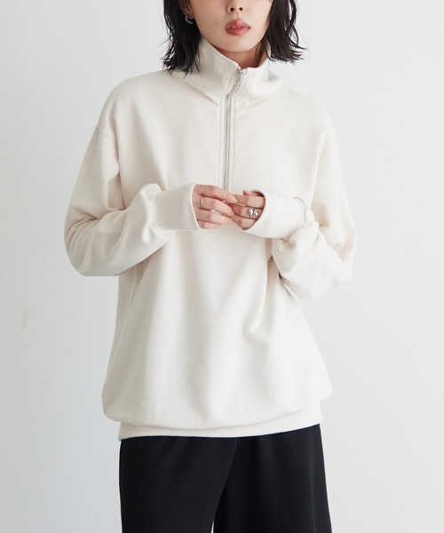 ハーフジップ裏毛スウェット【サスティナブル】（スウェット）｜for/c