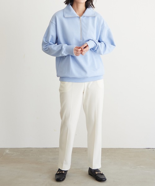 ハーフジップ裏毛スウェット【サスティナブル】（スウェット）｜for/c
