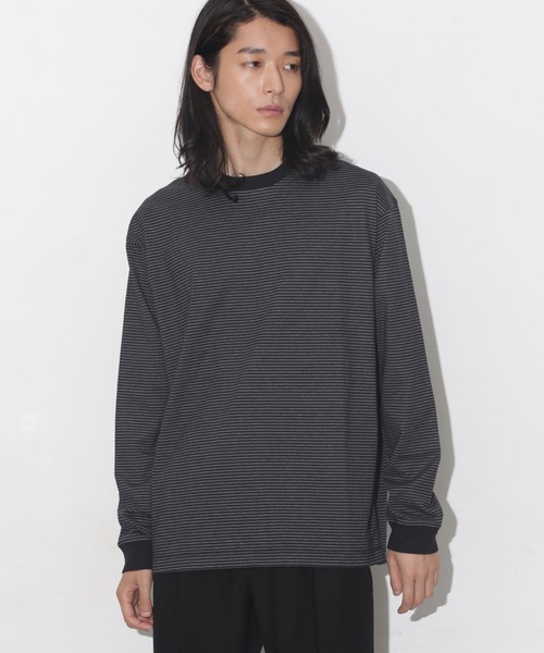 NANO universe(ナノユニバース)の「バイオ天竺ボーダーTシャツ 長袖(Tシャツ/カットソー・メンズ・グレー/モカ/チャコール・M/L/S)」の2枚目の写真