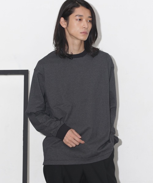 NANO universe(ナノユニバース)の「バイオ天竺ボーダーTシャツ 長袖(Tシャツ/カットソー・メンズ・グレー/モカ/チャコール・M/L/S)」の13枚目の写真