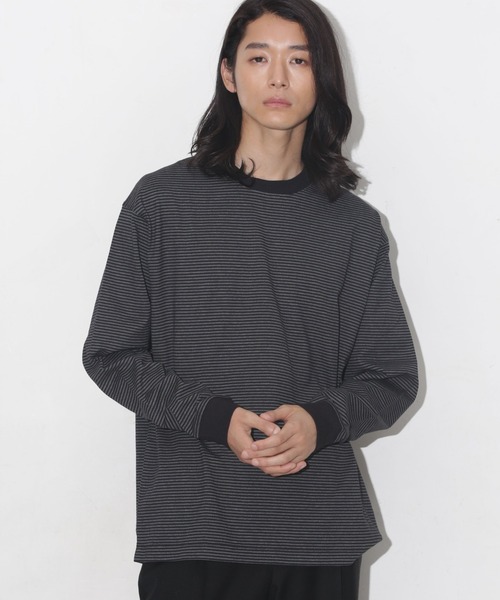 NANO universe(ナノユニバース)の「バイオ天竺ボーダーTシャツ 長袖(Tシャツ/カットソー・メンズ・グレー/モカ/チャコール・M/L/S)」の12枚目の写真