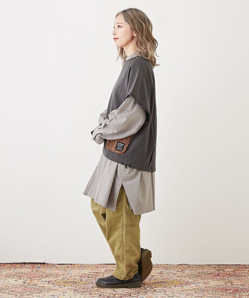 CUBE SUGAR（キューブシュガー）の「GENTIL(ジャンティ)ミニ裏毛スウェットポケットベスト（ベスト・レディース・カーキ/スミクロ/グレイッシュベージュ/オレンジ・M）」の6枚目の写真