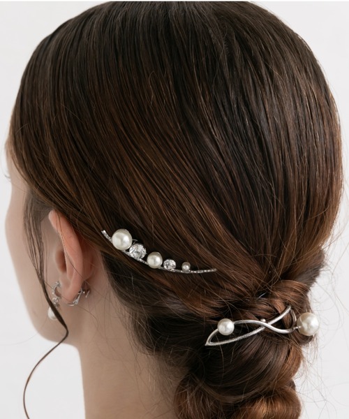 Cupid Heart(キューピッドハート)の「【Cupid Heart】結婚式アクセ!パールピン3本セット【A:ビジュー】(ヘアピン・レディース・シルバー/ゴールド・MEDIUM)」の14枚目の写真
