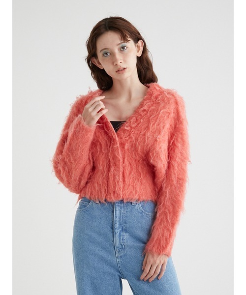 FURFUR（ファーファー）の「シャギーニットカーディガン（カーディガン/ボレロ・レディース・グレー/ピンク/アイボリー/オレンジ・FREE）」の4枚目の写真