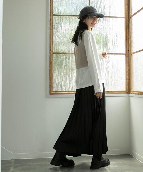 coen（コーエン）の「ウールライクプリーツスカート（スカート・レディース・ダークグレー/モカ/ブラック・L/M）」の16枚目の写真