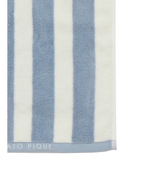 新品未使用品【ストライプ　ロゴ　今治タオルケット】ブルー ジェラピケ 新品未使用品【ストライプ ロゴ 今治タオルケット】ブルー