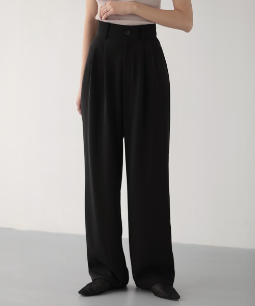 セール】ハイウエストカラータックスラックス（スラックス