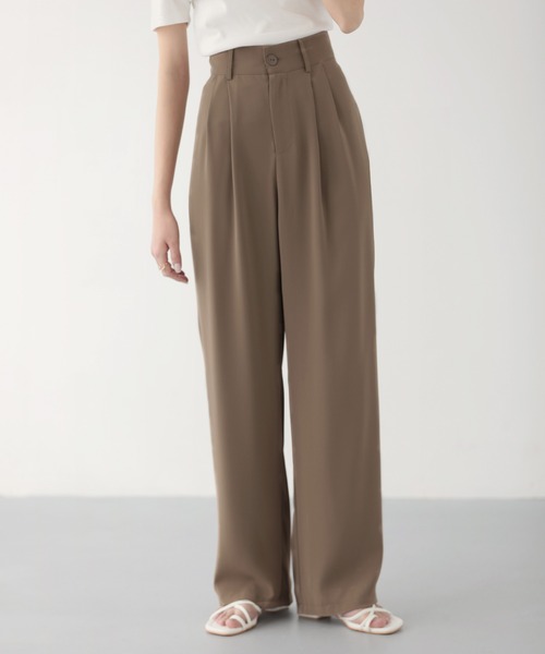 nouvellemoi(ヌーベルモイ)の「ハイウエストカラータックスラックス(スラックス・レディース・ブラック/ライトブラウン/チャコール/ブラウン/ダークベージュ/アイボリー/ミント/ブルー・M/L/S)」の11枚目の写真