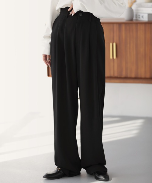 nouvellemoi(ヌーベルモイ)の「ハイウエストカラータックスラックス(スラックス・レディース・ブラック/ライトブラウン/チャコール/ブラウン/ダークベージュ/アイボリー/ミント/ブルー・M/L/S)」の14枚目の写真