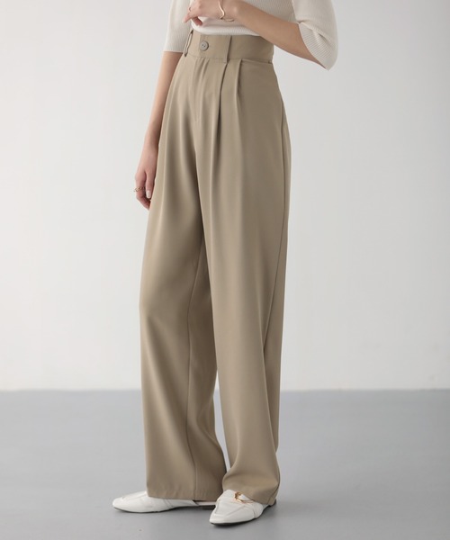 nouvellemoi(ヌーベルモイ)の「ハイウエストカラータックスラックス(スラックス・レディース・ブラック/ライトブラウン/チャコール/ブラウン/ダークベージュ/アイボリー/ミント/ブルー・M/L/S)」の21枚目の写真