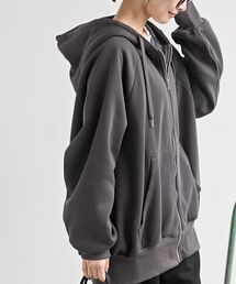 裏起毛ビッグシルエットジップパーカー