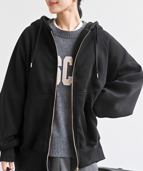 rps（アールピーエス）の「裏起毛ビッグシルエットジップパーカー（パーカー・レディース・ブラック/モカ/アイボリー/チャコールグレー/グレー・フリー）」の2枚目の写真