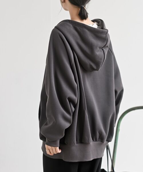 rps（アールピーエス）の「裏起毛ビッグシルエットジップパーカー（パーカー・レディース・ブラック/モカ/アイボリー/チャコールグレー/グレー・フリー）」の19枚目の写真