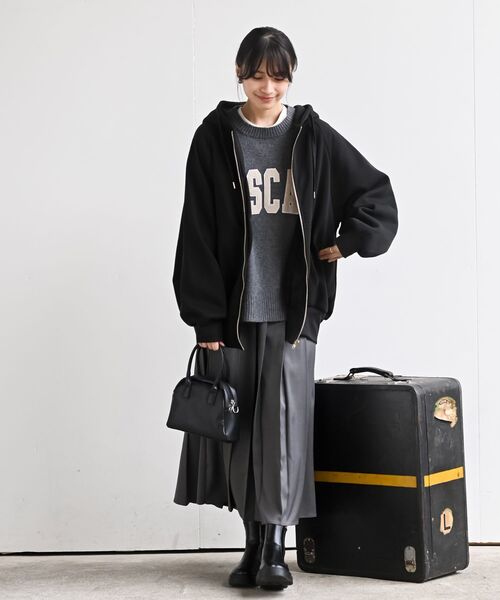 rps（アールピーエス）の「裏起毛ビッグシルエットジップパーカー（パーカー・レディース・ブラック/モカ/アイボリー/チャコールグレー/グレー・フリー）」の21枚目の写真