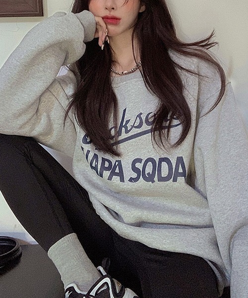 NinaetLina(ニナエリナ)の「前面プリントロゴ裏起毛スウェット(スウェット・レディース・ホワイト/グレー/ピンク・FREE)」の1枚目の写真