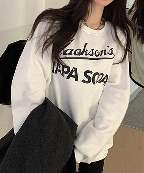 NinaetLina(ニナエリナ)の「前面プリントロゴ裏起毛スウェット(スウェット・レディース・ホワイト/グレー/ピンク・FREE)」の2枚目の写真