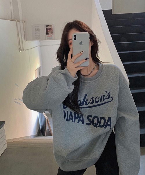 NinaetLina(ニナエリナ)の「前面プリントロゴ裏起毛スウェット(スウェット・レディース・ホワイト/グレー/ピンク・FREE)」の8枚目の写真