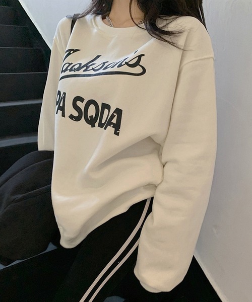NinaetLina(ニナエリナ)の「前面プリントロゴ裏起毛スウェット(スウェット・レディース・ホワイト/グレー/ピンク・FREE)」の5枚目の写真