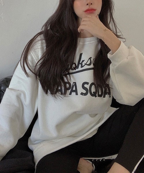 NinaetLina(ニナエリナ)の「前面プリントロゴ裏起毛スウェット(スウェット・レディース・ホワイト/グレー/ピンク・FREE)」の6枚目の写真