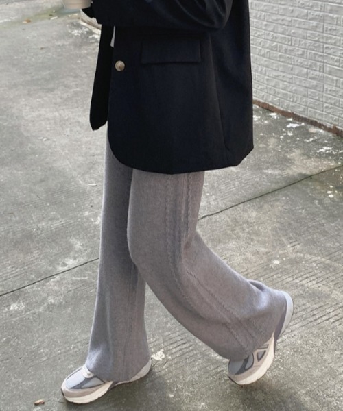 sorule（ソルレ）の「サイドラインニットパンツ（その他パンツ・レディース・グレー/アイボリー/ブラック/チャコールグレー/ベージュ・FREE）」の11枚目の写真