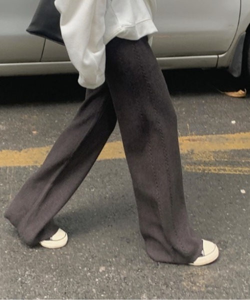 sorule（ソルレ）の「サイドラインニットパンツ（その他パンツ・レディース・グレー/アイボリー/ブラック/チャコールグレー/ベージュ・FREE）」の10枚目の写真