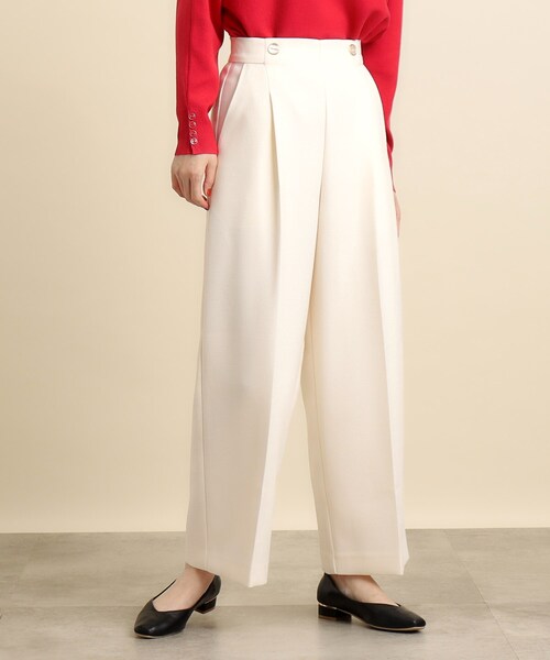 grove(グローブ)の「◆パール調の金縁ボタンがアクセント!タックワイドパンツ(その他パンツ・レディース・グレー/ブルー系その他/アイボリー・02/03/04/01/05)」の2枚目の写真