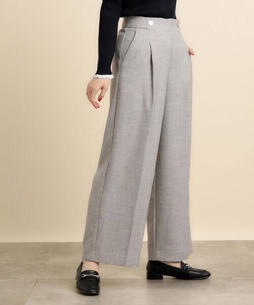 grove(グローブ)の「◆パール調の金縁ボタンがアクセント!タックワイドパンツ(その他パンツ・レディース・グレー/ブルー系その他/アイボリー・02/03/04/01/05)」の6枚目の写真