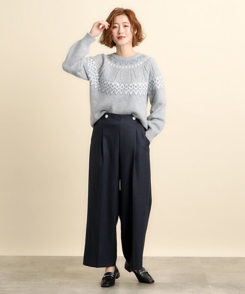 grove(グローブ)の「◆パール調の金縁ボタンがアクセント!タックワイドパンツ(その他パンツ・レディース・グレー/ブルー系その他/アイボリー・02/03/04/01/05)」の10枚目の写真