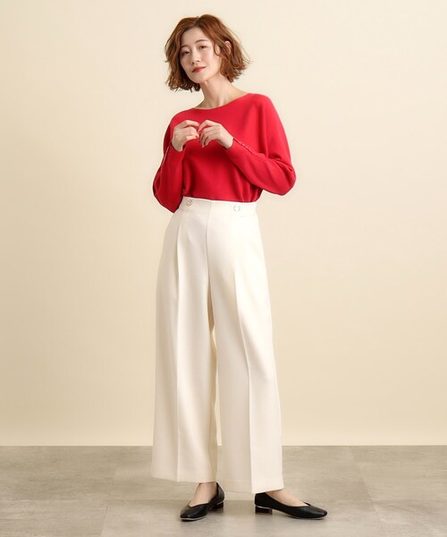 grove(グローブ)の「◆パール調の金縁ボタンがアクセント!タックワイドパンツ(その他パンツ・レディース・グレー/ブルー系その他/アイボリー・02/03/04/01/05)」の14枚目の写真