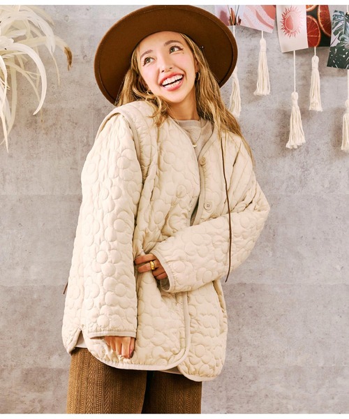 anap mimpi（アナップミンピ）の「フラワーキルティング 2WAY ジャケット（ブルゾン・レディース・ベージュ/キャメル・FREE）」の13枚目の写真