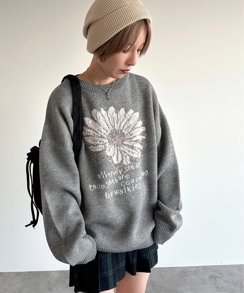 ☆美品☆aimeine エメイン ジャガードフレンチスリーブニット