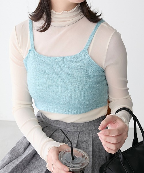 BONLECILL（ボンルシール）の「ラメスパンコールキャミソールニットビスチェ（キャミソール・レディース・ブラック/グレー/ブルー/オフホワイト・FREE）」の6枚目の写真