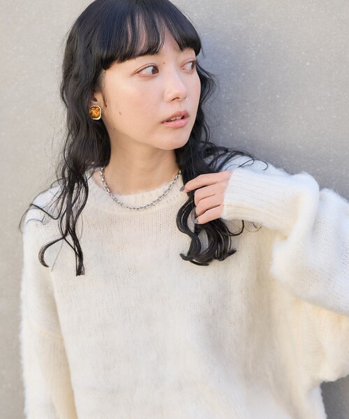 FREAK'S STORE(フリークスストア)の「モヘアライク プルオーバー/ニットプルオーバー(ニット/セーター・レディース・ピンク/ブラウン/ブラック/グリーン/オフホワイト・フリ-)」の2枚目の写真