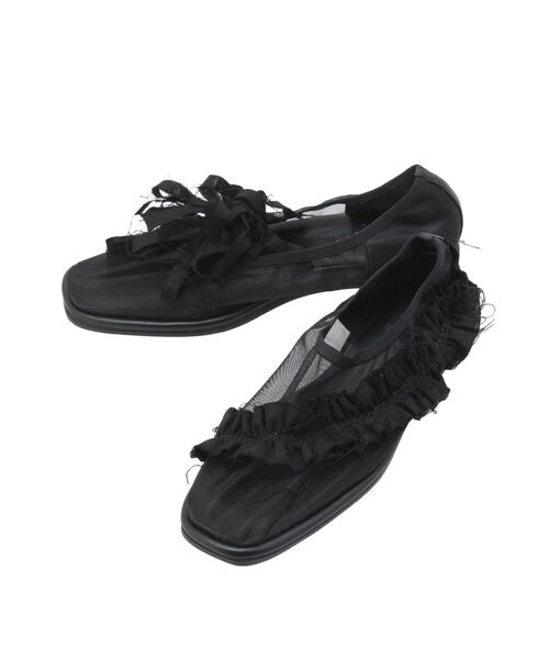 merry jenny(メリージェニー)の「アシメメッシュフラットshoes(パンプス・レディース・ブラック/ベージュ・LARGE/MEDIUM)」の2枚目の写真