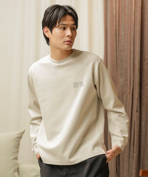 BEAMS HEART（ビームスハート）の「【ユニセックス】ダンボール ロゴ プリント ロングスリーブ カットソー（Tシャツ/カットソー・メンズ・ベージュ/ホワイト/グリーン系その他/チャコールグレー・SMALL/LARGE/MEDIUM）」の3枚目の写真