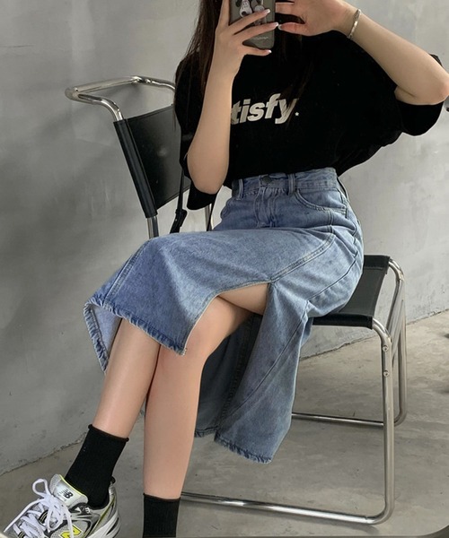 セール】サイドスリットデニムスカート（デニムスカート）｜meJane  