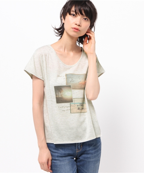 OUTLET(アウトレット)の「【Chez toi】PTラメ刺繍フレンチT(Tシャツ/カットソー・レディース・グレー/ライトイエロー/ホワイト・FREE)」の1枚目の写真