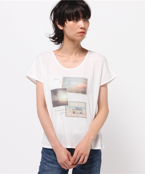 OUTLET(アウトレット)の「【Chez toi】PTラメ刺繍フレンチT(Tシャツ/カットソー・レディース・グレー/ライトイエロー/ホワイト・FREE)」の2枚目の写真