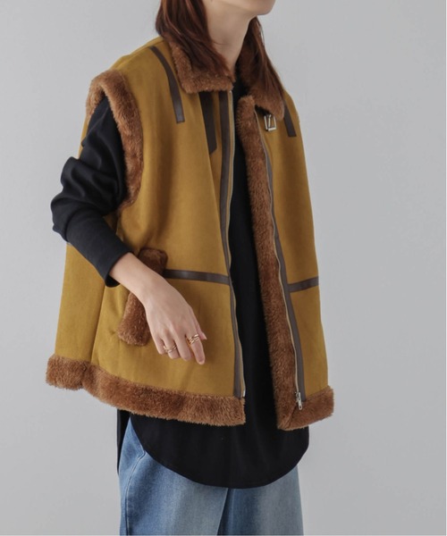 AMELY(エミリー)の「エコファームートンベスト(ベスト・レディース・ベージュ/ブラック/マスタード・フリー)」の16枚目の写真
